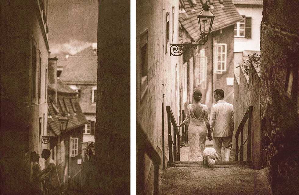 Wedding photo edited in sepia